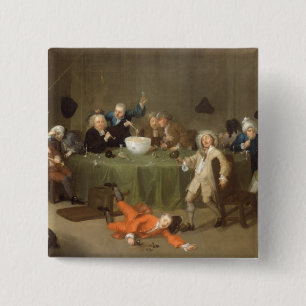 A Midnight Modern Conversation, c.1732 (olie op bl Vierkante Button 5,1 Cm