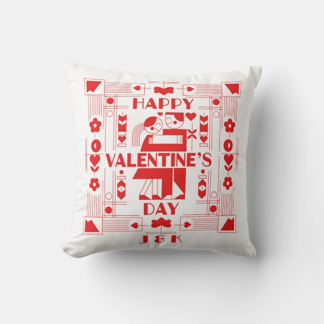 A modern Bauhaus personalized Valentine’s Day Kussen (Voorkant)