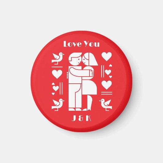 A modern Bauhaus personalized Valentine’s Day Magneet (Voorkant)