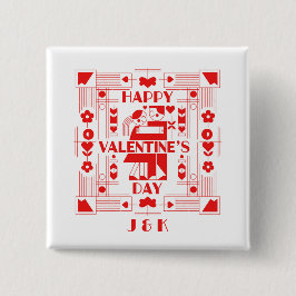 A modern Bauhaus personalized Valentine’s Day Vierkante Button 5,1 Cm
