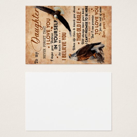 À Mon Don Fille, Papa Et Fille, Aigle Aigle (Devant & derrière)