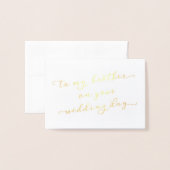 À mon frère sur votre carte d'or du jour de mariag (Devant avec enveloppe)