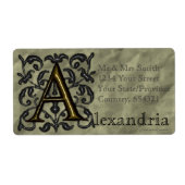 A - monogram in reliëfdruk (Golden) Etiket (Voorkant)
