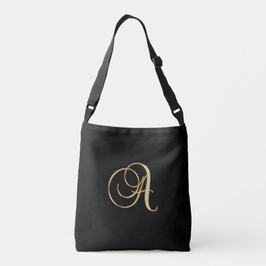"A" Monogram Initiaal in zwart. Crossbody Tas (Achterkant)