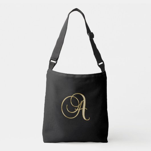 "A" Monogram Initiaal in zwart. Crossbody Tas (Voorkant)