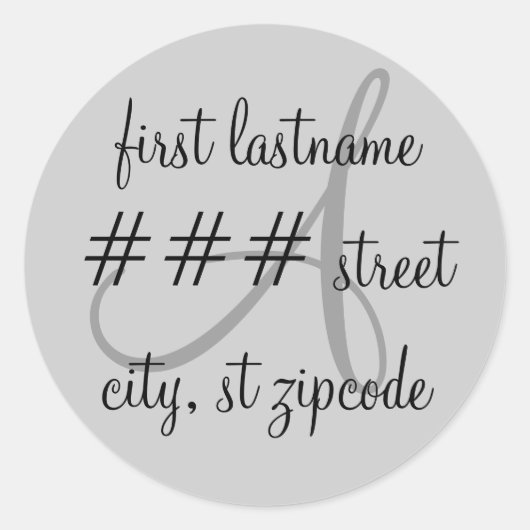 "A" monogram retour adres label - personaliseren (Voorkant)