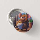 A mouse threatening a cat ronde button 3,2 cm (Voorkant /achterkant)