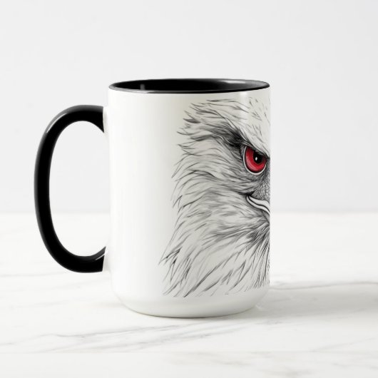 A mug with a picture of a bird mok (Links)