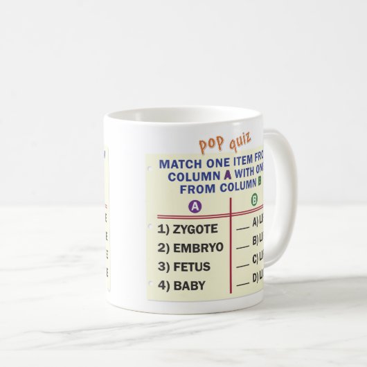 A mug with a quiz. (Devant droit)