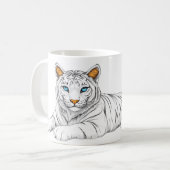 A mug with the image of a tiger with burning eyes. (Devant gauche)