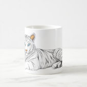 A mug with the image of a tiger with burning eyes. (Centre)