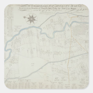 A New and Correct Map of Hackney Marsh, 1745 (lith Vierkante Sticker