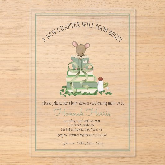 A New Chapter Acrylic Baby Shower Invitation (Recto)