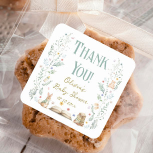 A New Chapter Baby Shower Bedank Favoriet Vierkante Sticker