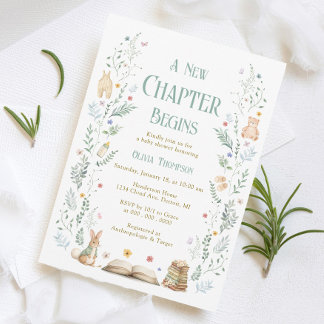 A New Chapter Baby Shower Invitation Kaart