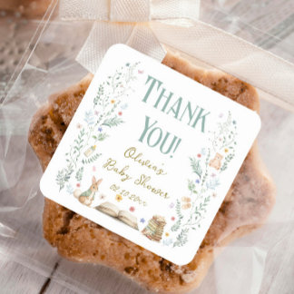 A New Chapter Baby Shower Thank You Favor Vierkante Sticker