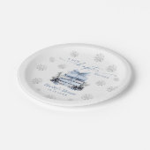 A New Chapter Begins, Blue Bow Winter Baby Shower Papieren Bordje (Gekanteld)