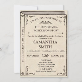 A New Chapter Begins Book Lover Bridal Shower Inv Kaart