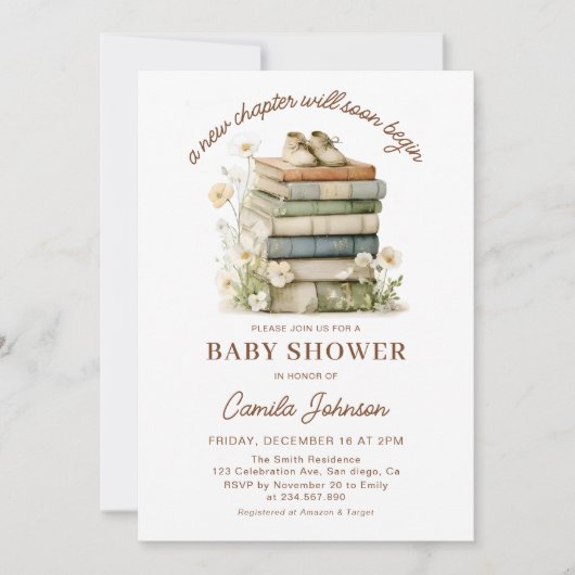 A New Chapter Begins Books Baby Shower Invitation (Devant)