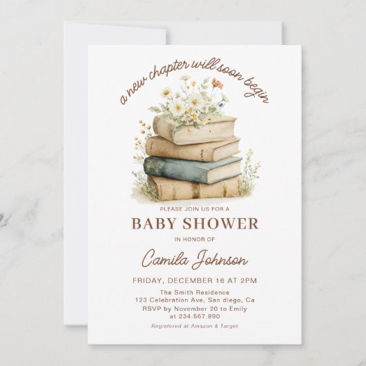 A New Chapter Begins Books Baby Shower Invitation (Devant)