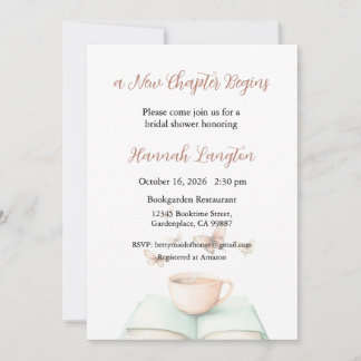 A New Chapter Begins Invitation, Bridal Shower Kaart