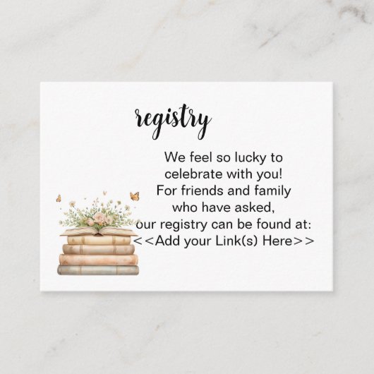 A New Chapter Begins Registry Invitation Insert (Devant)