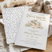 A New Chapter Begins Rustic Book Theme Baby Shower Kaart