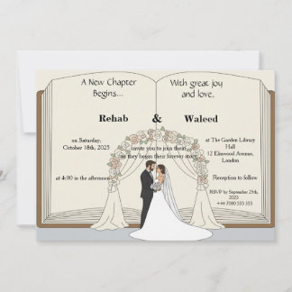 A New Chapter Begins Storybook Wedding IInvitation Kaart