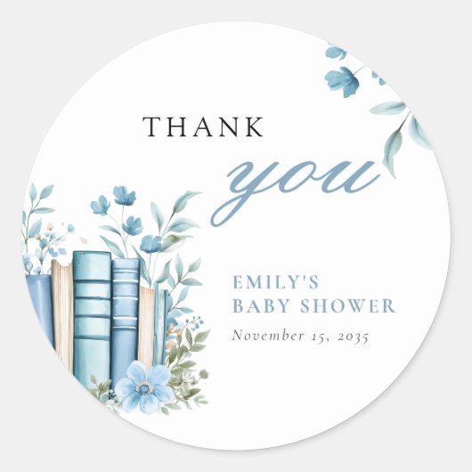 A New Chapter Blue Baby Shower Ronde Sticker (Voorkant)
