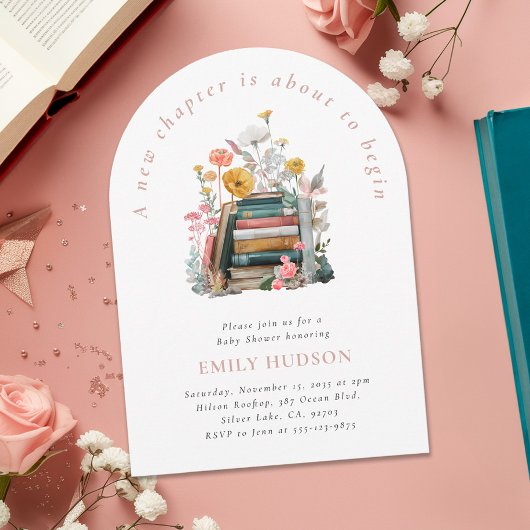 A New Chapter Floral Baby Shower Invitation