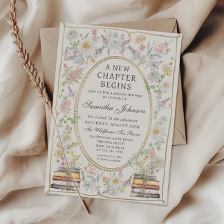 A new chapter Floral Storybook Bridal Shower Kaart
