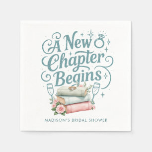 A New Chapter Quote Teal Glitter Bruiloftsfeest Servet