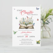 A New Chapter Watercolor Floral Book Butterflies Kaart (Staand voorkant)