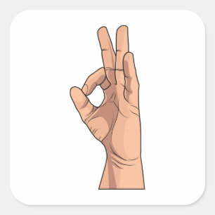 A OK ~ Handteken en gebaren a-ok Vierkante Sticker