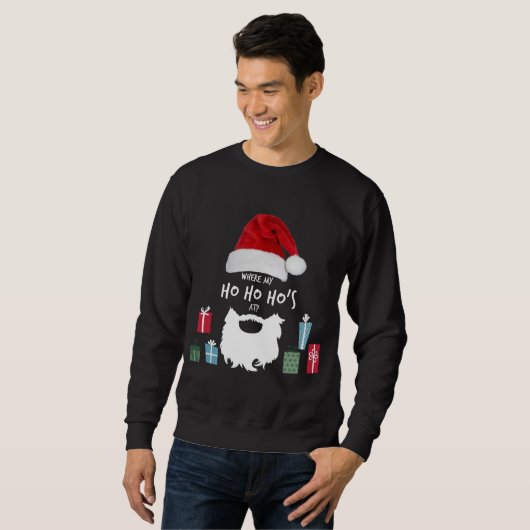 À "où mon Ho Ho Ho ?" Sweatshirt de Noël (Devant entier)