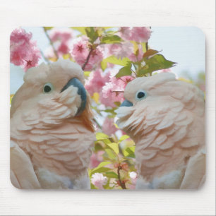 A Paar of Parrots and Crab Apple Blossom Mousepad Muismat