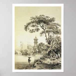 A Pagoda op het kanton Macao-Canton, bord 21 van Poster