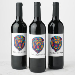 A PAINTED LION   Wine Label  Wijn Etiket