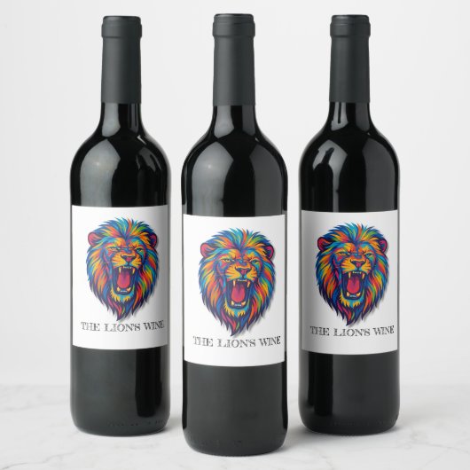 A PAINTED LION   Wine Label  Wijn Etiket (Flessen)