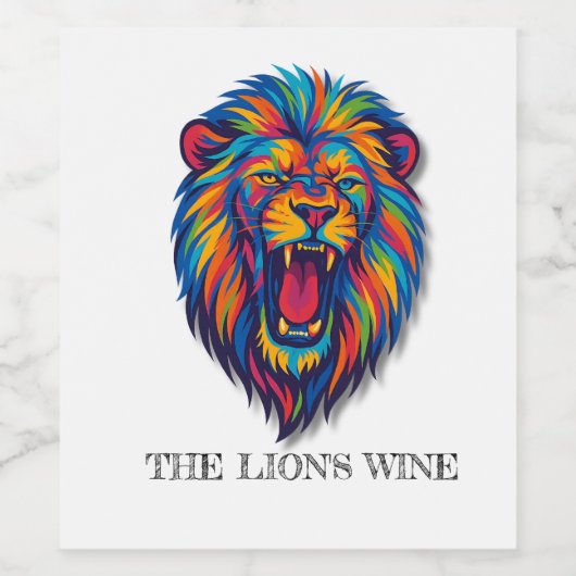 A PAINTED LION   Wine Label  Wijn Etiket (Enkel label)