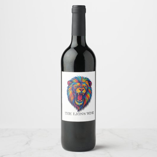 A PAINTED LION   Wine Label  Wijn Etiket (Voorkant)