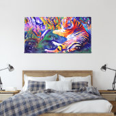 a painting of a tiger in the jungle, digital art canvas afdruk (Insitu (Slaapkamer))