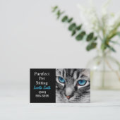 A-PAL - Silver Tabby Kat met blauwe ogen Sluiten Visitekaartje (Staand voorkant)