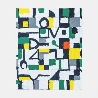 A Palette Knife Painting; Abstract Grid Painting;  Fleece Deken