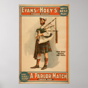 A parlor Match "Old Hoss" Scottish Bagpiper Poster