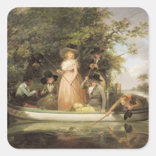 A Party angling (olie op canvas) Vierkante Sticker