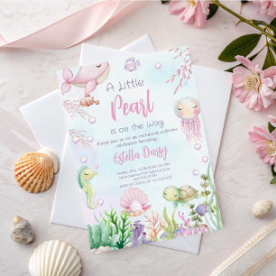 A Pearl Is On The Way baby shower Kaart