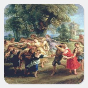 A Peasant Dance, 1636-40 Vierkante Sticker