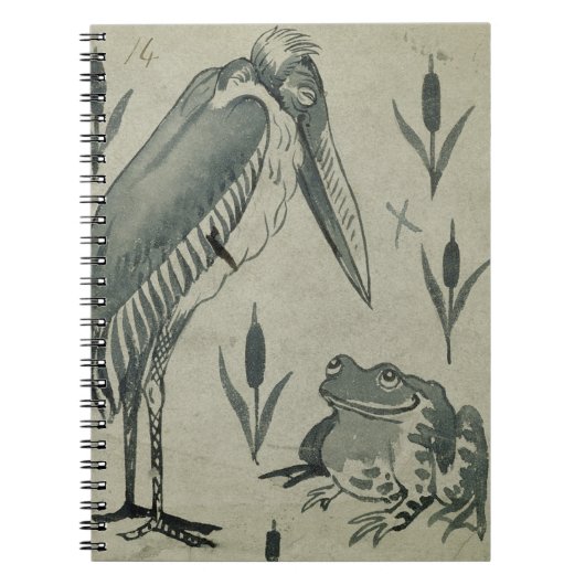 A Pelican and Frog in Conversation (w/c op papier) Notitieboek (Voorkant)