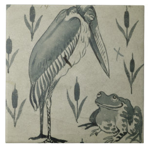 A Pelican and Frog in Conversation (w/c op papier) Tegeltje